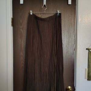 AGB Dark Brown Pleated Maxi Skirt